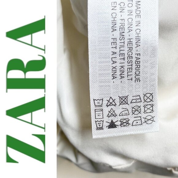 ZARA Mid Length Oversized Cocoon Puffer Coat Cream Water Resistant, Size Large - Picture 11 of 16